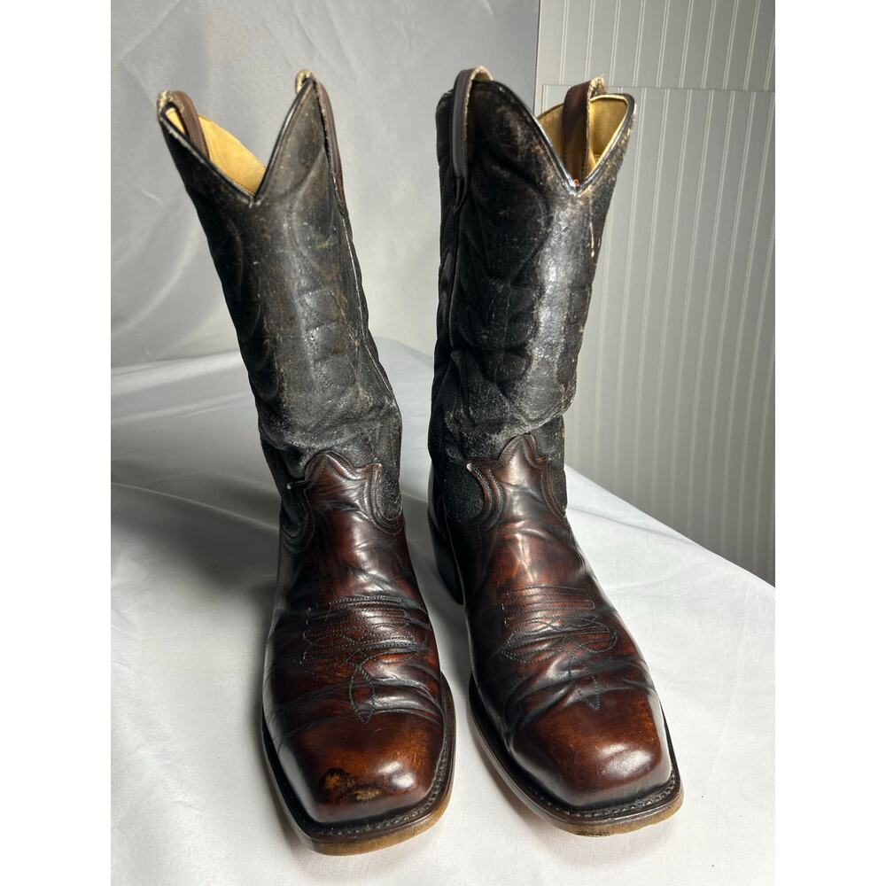 Neolite Vintage Black /brown mahogany Cowboy Western Boots Men's Size 9.5